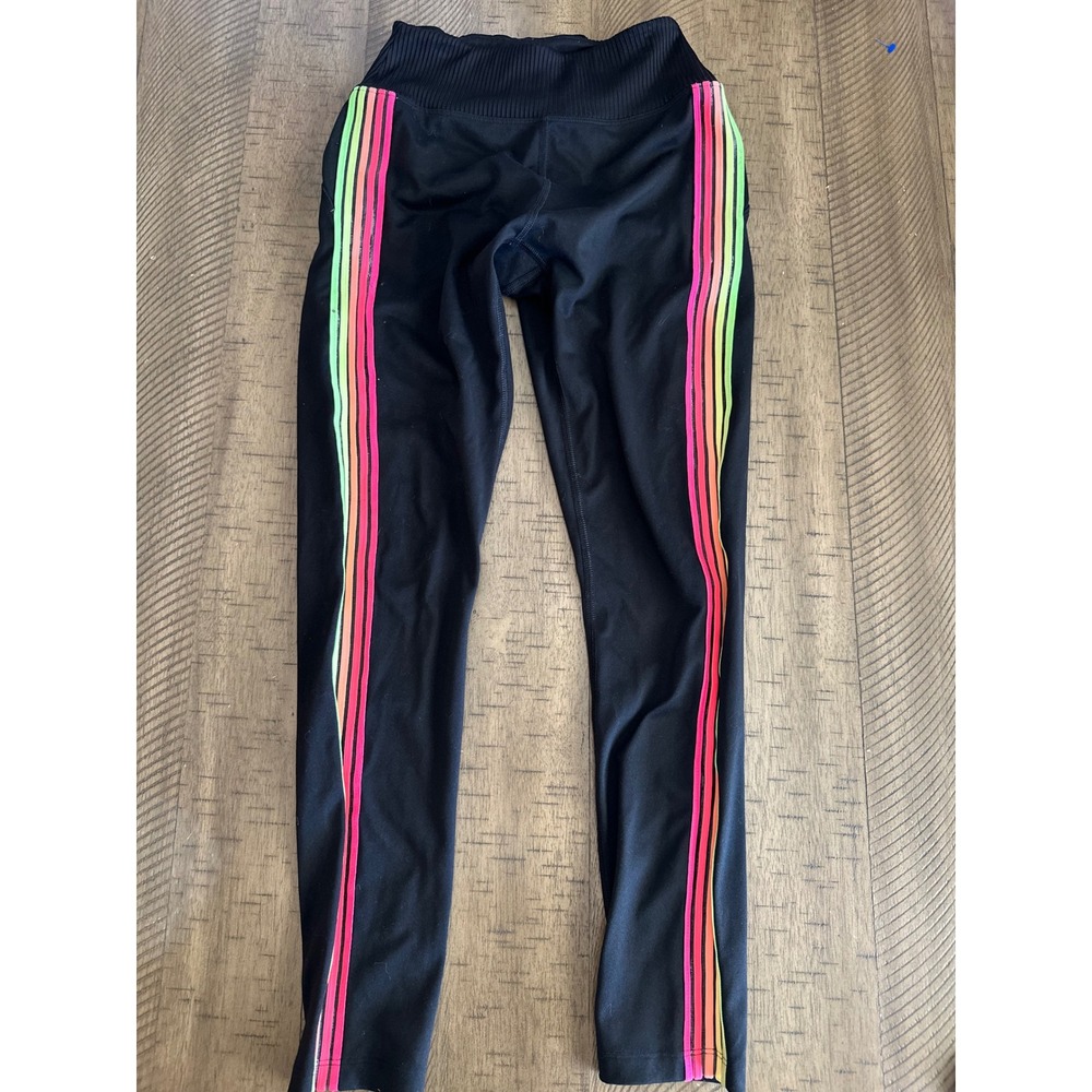 PINK Victoria's Secret Ultimate V-Waist Ribbed‎ Leggings - XS Neon Stripe